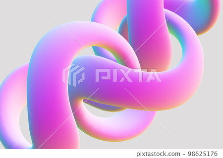 3D pink torus knot isolated on gray background. 3D pink torus knot isolated on gray background. 98625176
