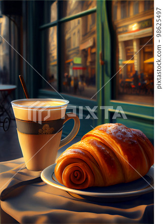 Early Morning Cappuccino at Sunrise along Traditional Italian Street 98625497