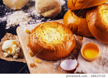 Patties with cottage cheese on top view Patties with cottage cheese on top view 98625530