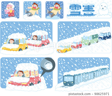 Snow damage illustration _ set _ with background color 98625971