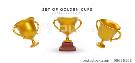 Set of 3d realistic golden cup Set of 3d realistic golden cup 98626198