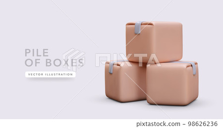 Pile of 3d realistic boxes 98626236