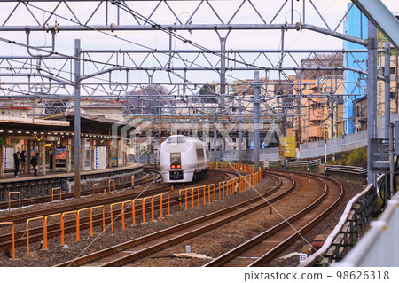Scenery of the train passing through Higashi Jujo Scenery of the train passing through Higashi Jujo 98626318