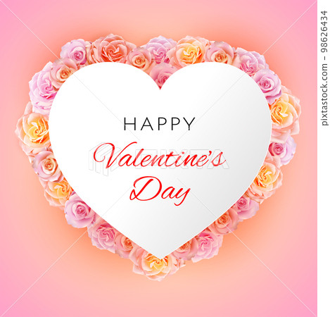 paper heart with sweet roses border paper heart with sweet roses border 98626434
