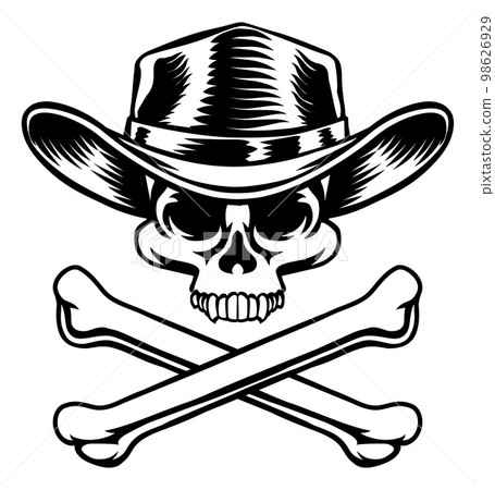 Cowboy Hat Western Skull Pirate Cross Bones 98626929