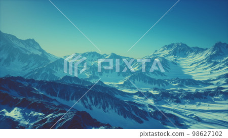 Scenic view on snowy Matterhorn peak in sunny day with blue sky 98627102