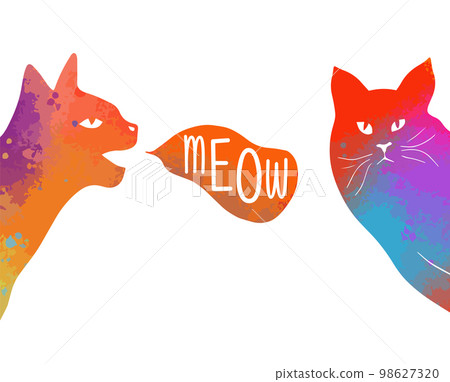 Colored cats. Mixed media. Meow. Vector illustration Colored cats. Mixed media. Meow. Vector illustration 98627320