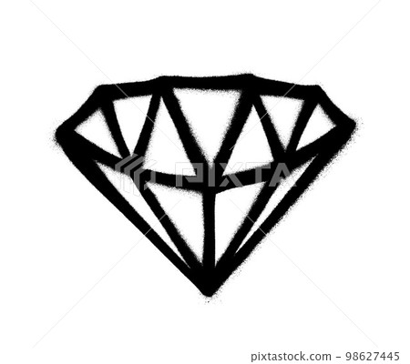 Sprayed diamond with overspray in black over white. Vector illustration. 98627445