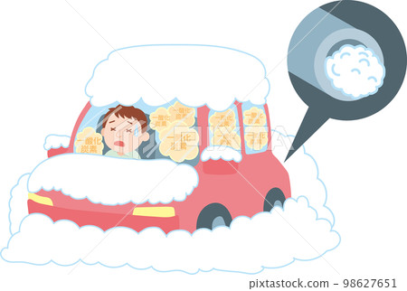 雪害插圖_因雪而被禁閉在車內_廢氣中毒 98627651