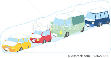 Snow damage illustration _ stuck in traffic 98627655
