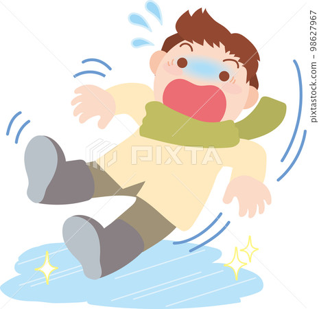 Snow damage illustration _ frozen road surface _ fall on ice 98627967