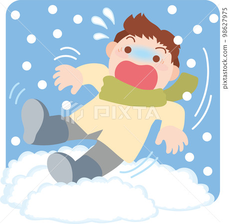 雪害插圖_落入雪中_帶背景色 雪害插圖_落入雪中_帶背景色 98627975