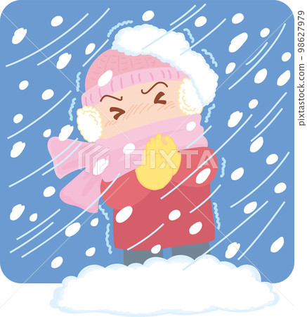 雪害插圖_暴風雪_帶背景色 98627979
