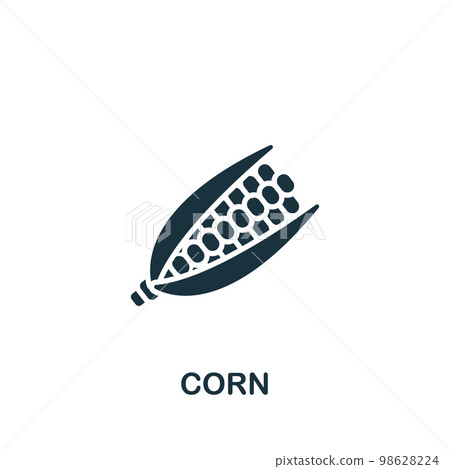 Corn icon. Monochrome simple sign from agriculture collection. Corn icon for logo, templates, web design and infographics. 98628224
