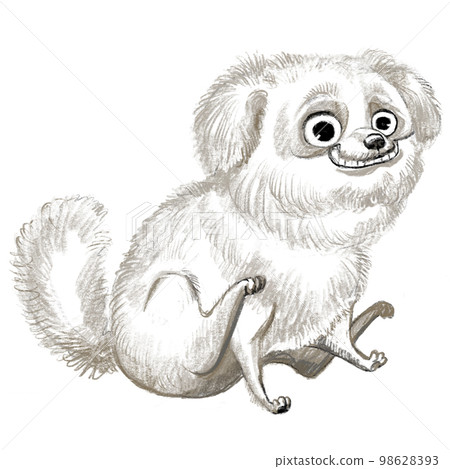 Cute bolognese lap dog character funny cartoon illustration 98628393