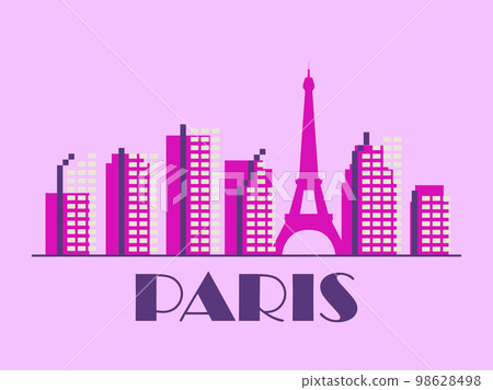 Paris landscape in vintage style. Paris retro banner with Eiffel tower and buildings in linear style. Design of printing, posters and promotional materials. City logo. Vector illustration Paris landscape in vintage style. Paris retro banner with Eiffel tower and buildings in linear style. Design of printing, posters and promotional materials. City logo. Vector illustration 98628498