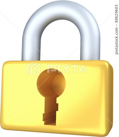 Padlock key 3D icon illustration. Padlock key 3D icon illustration. 98629603