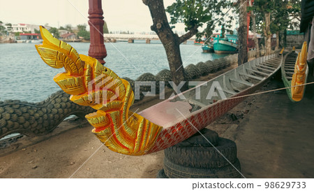 A traditional ceremonial naga boat for the Bon Om Touk or Cambodian Water Festival 98629733