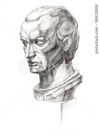 hand drawn gypsum model of Gattamelata head 98629800