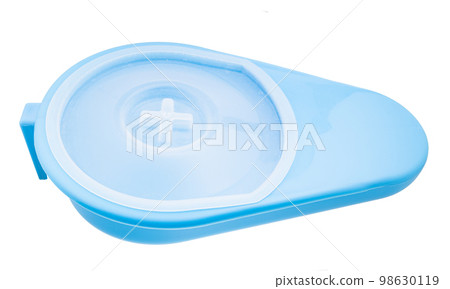 closed blue plastic fracture bedpan isolated 98630119