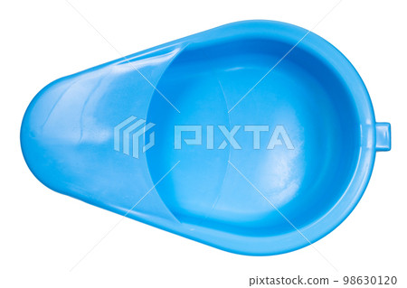 top view of open blue fracture bedpan isolated 98630120