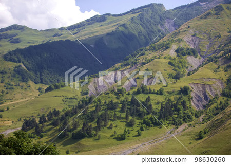 Summer mountain landscape against the sky. Summer mountain landscape against the sky. 98630260