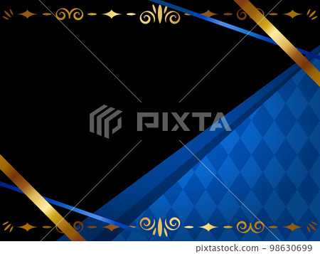 Diagonal hanging ribbon and diamond pattern background horizontal position blue 98630699