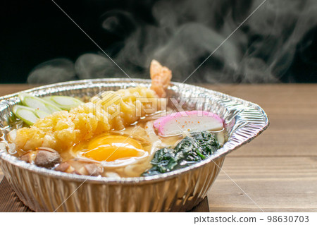 udon noodles in aluminum pot 98630703