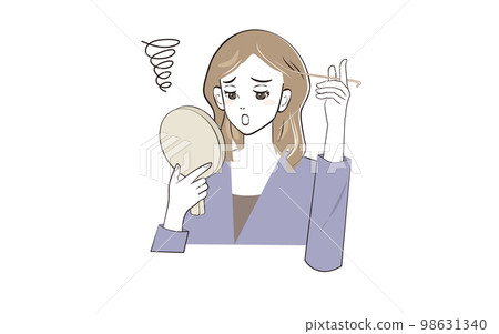 震驚地發現頭髮花白的女人（上半身，彩色） 98631340
