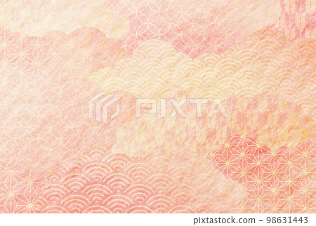 Spring, pink, Japanese pattern, clouds, Japanese paper background Spring, pink, Japanese pattern, clouds, Japanese paper background 98631443