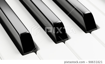 Piano keyboard close up view 3D illustration Piano keyboard close up view 3D illustration 98631821