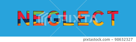 Letter with papercut style in word neglect on blue background 98632327