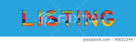 Letter with papercut style in word listing on blue background 98632344