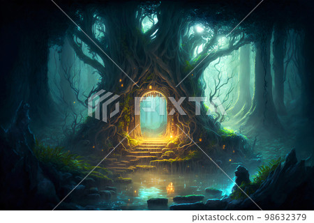 forest, lanterns, woods 98632379