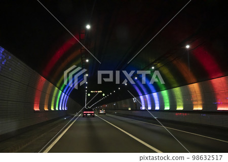 Rainbow lights in the tunnel 98632517