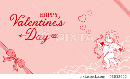 Valentine's Day layout - Cupid drawing a bow... - Stock Illustration ...