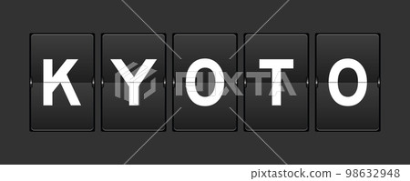 Black color analog flip board with word kyoto on gray background 98632948