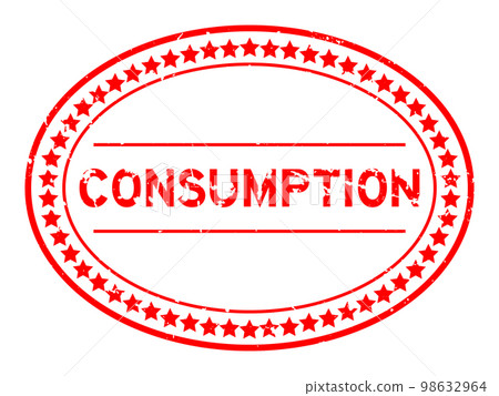 Grunge red consumption word oval rubber seal stamp on white background Grunge red consumption word oval rubber seal stamp on white background 98632964