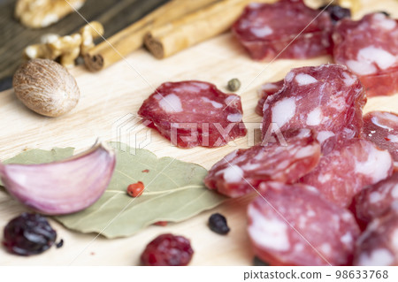 high-quality dried pork sausage with spices 98633768