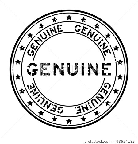 Grunge black genuine word round rubber seal stamp on white background Grunge black genuine word round rubber seal stamp on white background 98634182