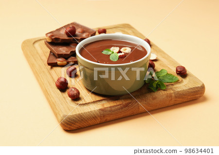 Concept of sweet food, tasty chocolate cream Concept of sweet food, tasty chocolate cream 98634401