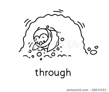 Preposition of movement. Penguin climb through a snowdrift. Preposition of movement. Penguin climb through a snowdrift. 98634563