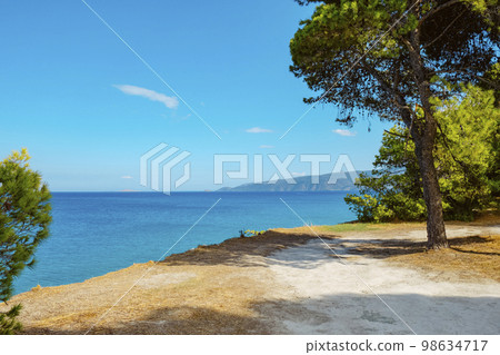 the Aegean sea seen from Isthmia, Greece 98634717