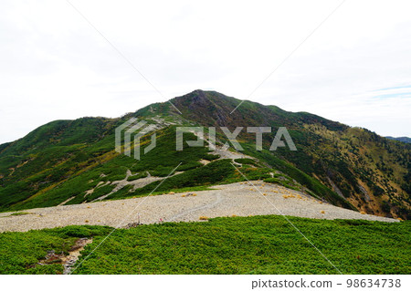 從上河內山眺望南阿爾卑斯山的茶臼山 從上河內山眺望南阿爾卑斯山的茶臼山 98634738
