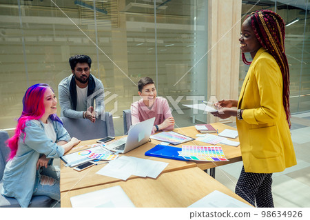 multiracial business group working at modern office multiracial business group working at modern office 98634926