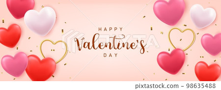 3d Happy Valentines Day banner 3d Happy Valentines Day banner 98635488