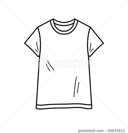 Hand-drawn icon of T-Shirt. Outline symbol. Vector illustration in doodle sketch style. Hand-drawn icon of T-Shirt. Outline symbol. Vector illustration in doodle sketch style. 98635615