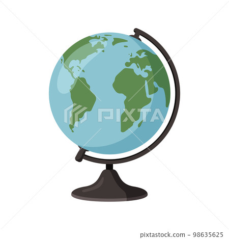 Earth globe, planet, map of continents of world. Vector illustration in flat cartoon style isolated on white background. Earth globe, planet, map of continents of world. Vector illustration in flat cartoon style isolated on white background. 98635625