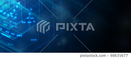 Quantum processing. Deep learning artificial intelligence. Future new technology  for business or science presentation 98635677