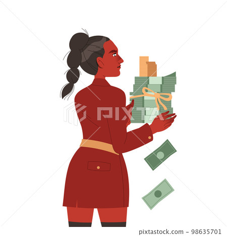 Bribery and Corruption with Woman Character Giving Money as Bribe Vector Illustration 98635701